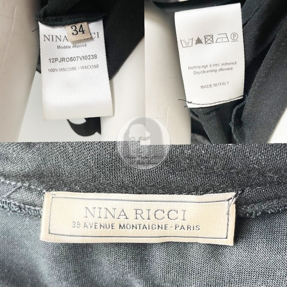 Nina Ricci Dress Mini LBD Little Black Dress Asymmetric Ruffles Size 34 Italy - Picture 8 of 9